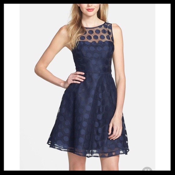 Betsey Johnson Lace Overlay Polka Dot Dress - Picture 2 of 5